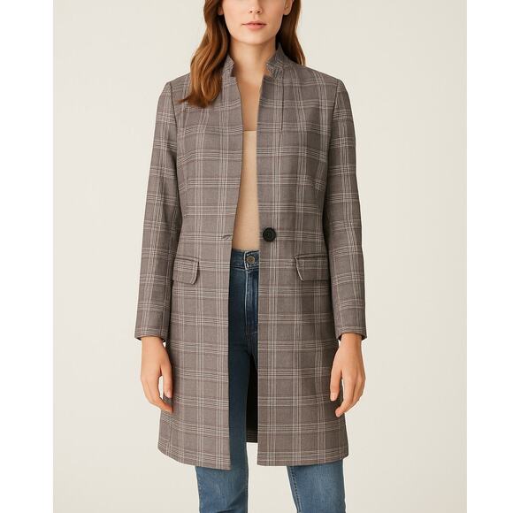 BlankNYC Plaid Button Front Longline Coat Gray Check Women’s Size XS - Picture 1 of 13